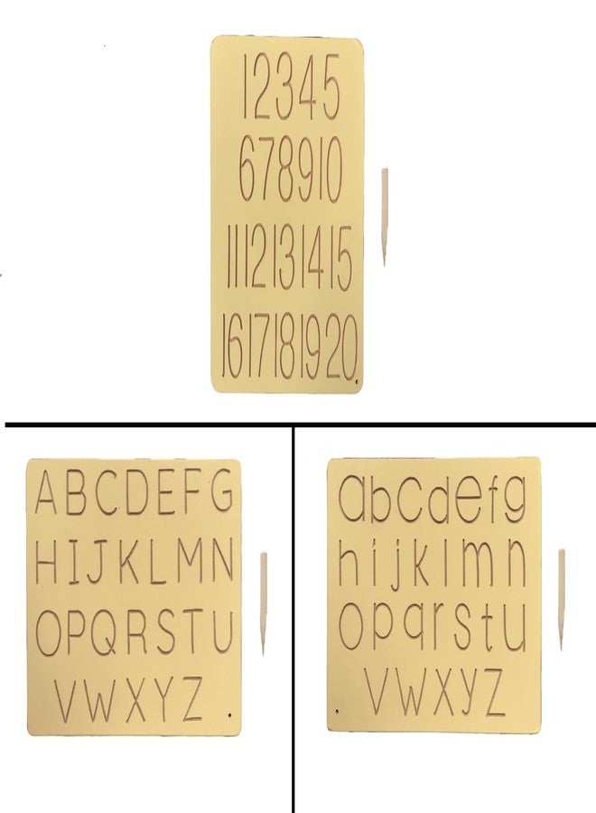 RCW Wooden Tracing Board for Kids Educational Learning Toys with Pencil | Educational Letter Slate | Writing Practice Board for 2+ Years Old Boy & Girl Capital, Small, Ginti 1-20 (Set of 3) - Image 1